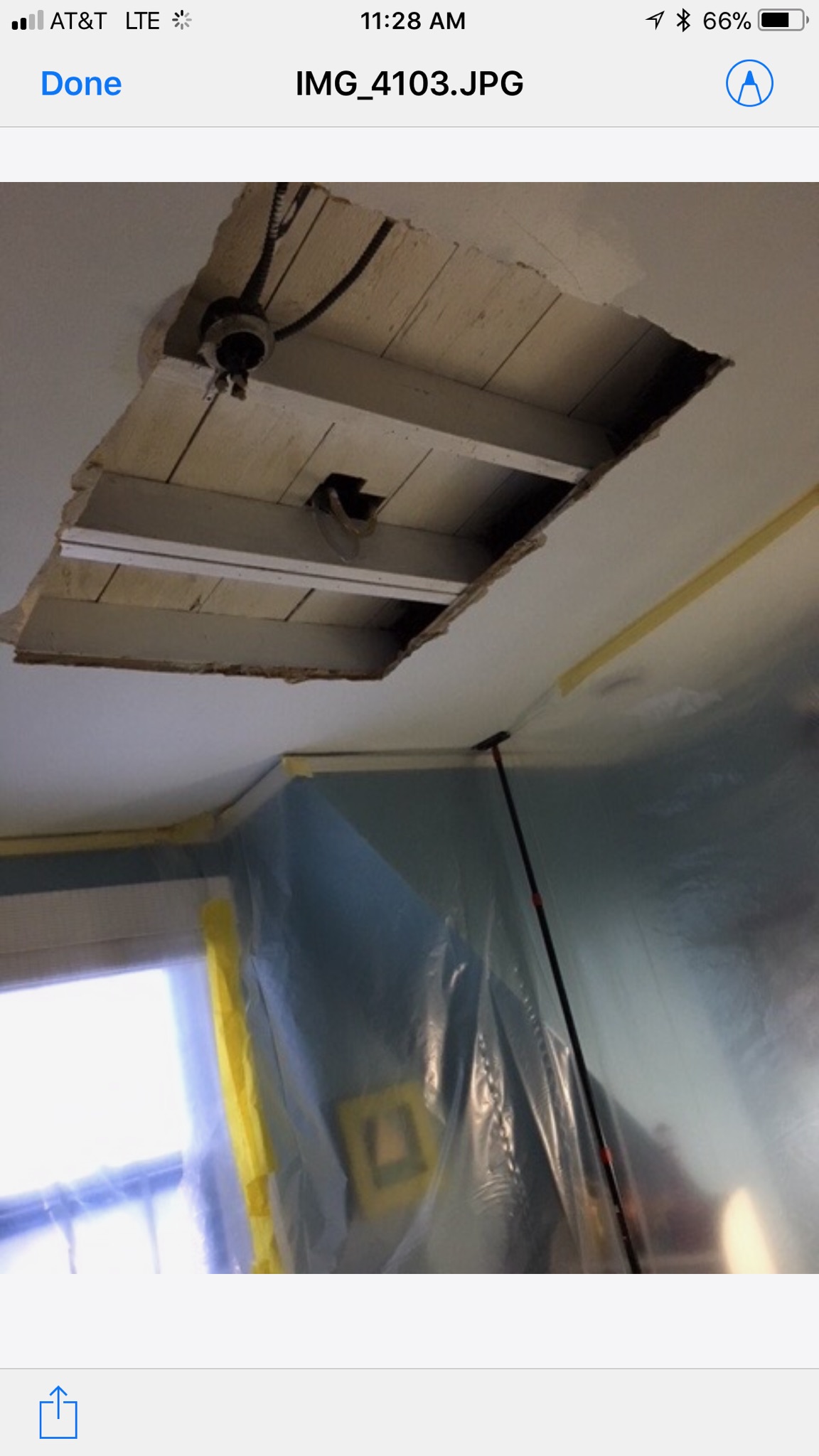 a ceiling that's in need of some patch work